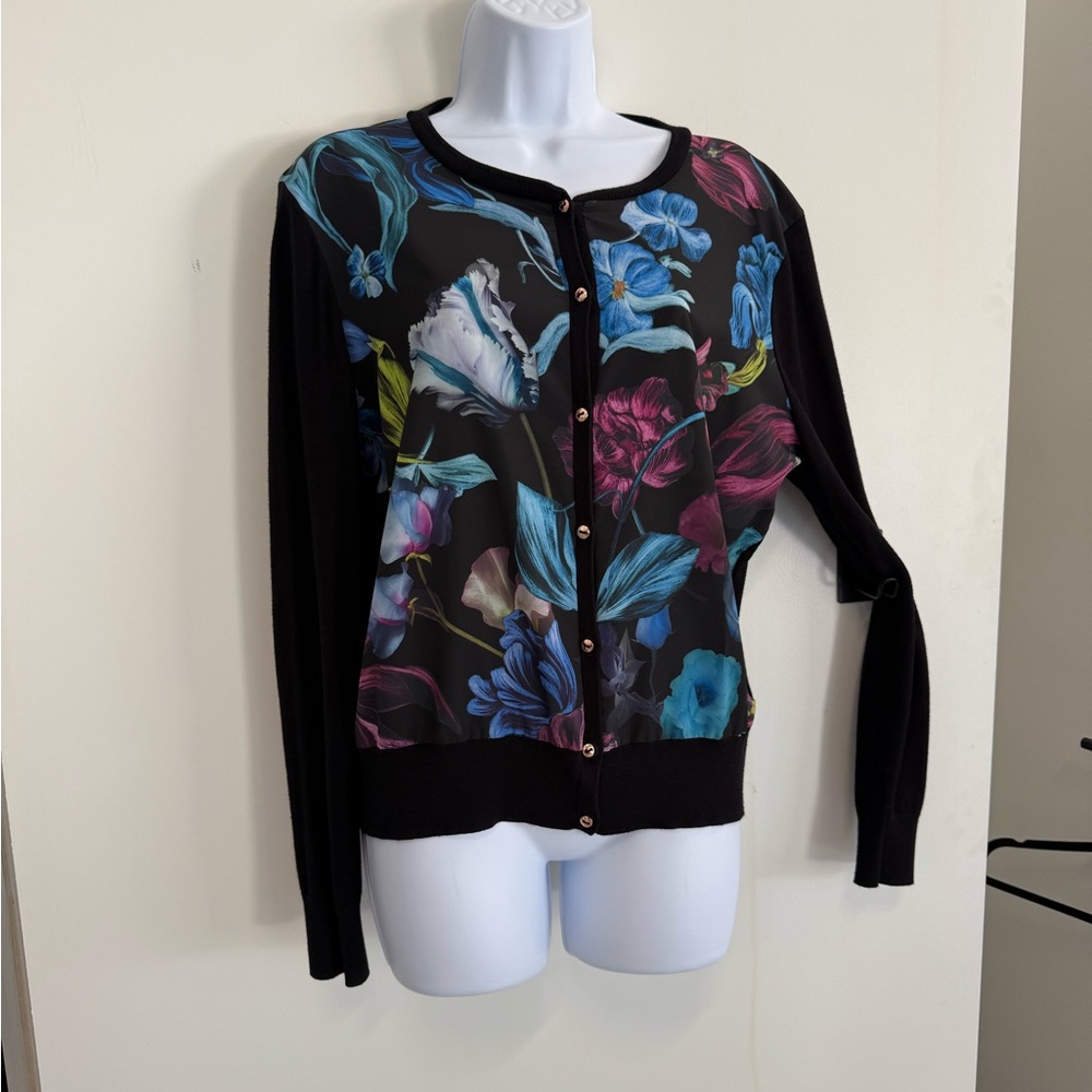 Ted Baker Black Knit & floral cardigan